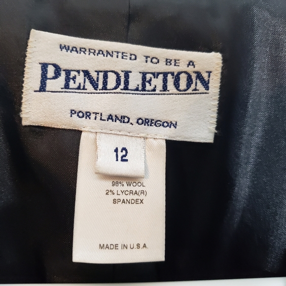 Pendleton black wool 3 button career jacket blazer SZ 12 - Picture 4 of 6